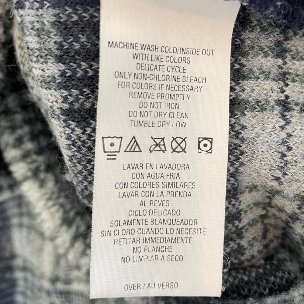 Vintage Liz Claiborne Navy Blue Plaid Mock Turtleneck Sweater - Picture 4 of 4